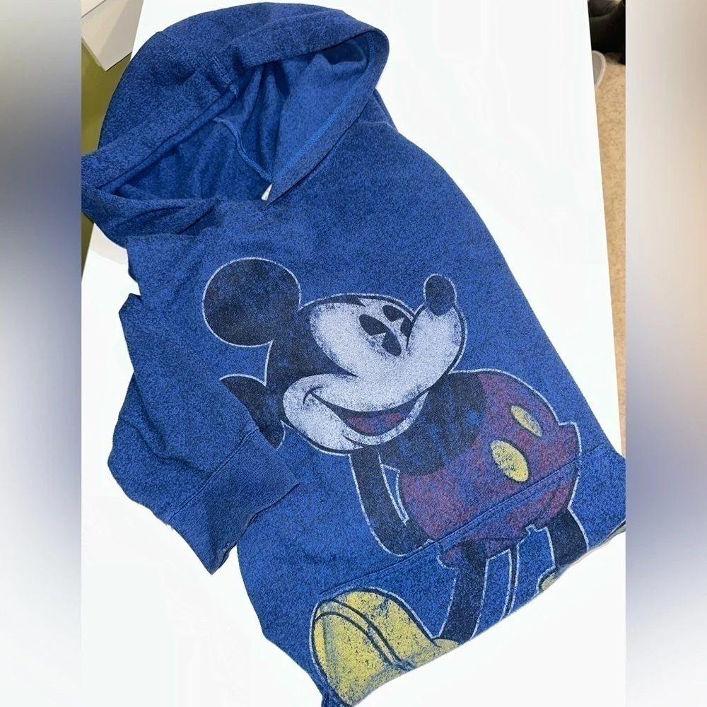 Disney Parks Mickey Mouse Pullover Hoodie Unisex Size XL Heathered Blue Pocket - Picture 3 of 9